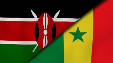 Kenya ve Senegal 'in iki bayrağı. Kaliteli bir iş geçmişi. 3d illüstrasyon