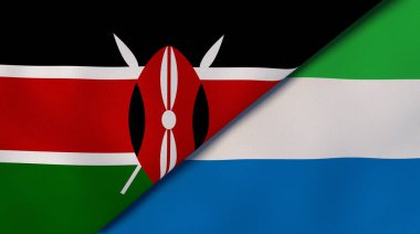 Kenya ve Sierra Leone 'nin iki bayrağı. Kaliteli bir iş geçmişi. 3d illüstrasyon