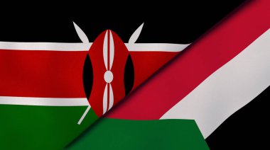 Kenya ve Sudan 'ın iki bayrağı. Kaliteli bir iş geçmişi. 3d illüstrasyon