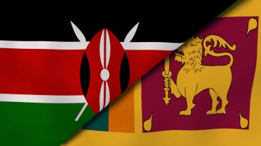 Kenya ve Sri Lanka 'nın iki bayrağı. Kaliteli bir iş geçmişi. 3d illüstrasyon