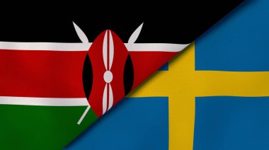 Kenya ve İsveç 'in iki bayrağı. Kaliteli bir iş geçmişi. 3d illüstrasyon