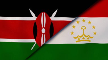 Kenya ve Tacikistan 'ın iki bayrağı. Kaliteli bir iş geçmişi. 3d illüstrasyon