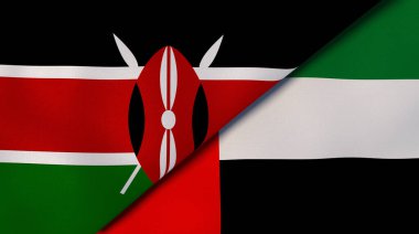 Kenya ve Birleşik Arap Emirlikleri 'nin iki bayrağı. Kaliteli bir iş geçmişi. 3d illüstrasyon