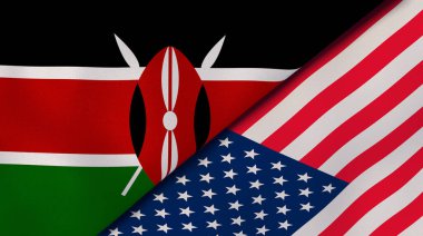 Kenya ve ABD 'nin iki bayrağı. Kaliteli bir iş geçmişi. 3d illüstrasyon