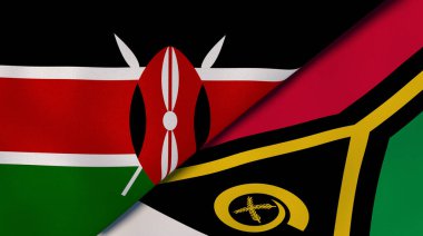 Kenya ve Vanuatu 'nun iki bayrağı. Kaliteli bir iş geçmişi. 3d illüstrasyon