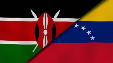 Kenya ve Venezuela 'nın iki bayrağı. Kaliteli bir iş geçmişi. 3d illüstrasyon