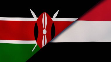 Kenya ve Yemen 'in iki bayrağı. Kaliteli bir iş geçmişi. 3d illüstrasyon