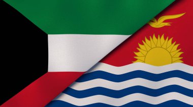 Kuveyt ve Kiribati 'nin iki bayrağı. Kaliteli bir iş geçmişi. 3d illüstrasyon