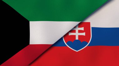 Kuveyt ve Slovakya 'nın iki bayrağı. Kaliteli bir iş geçmişi. 3d illüstrasyon