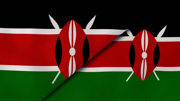 Due Stati Bandiere Del Kenya Del Kenya Contesto Aziendale Alta — Foto Stock