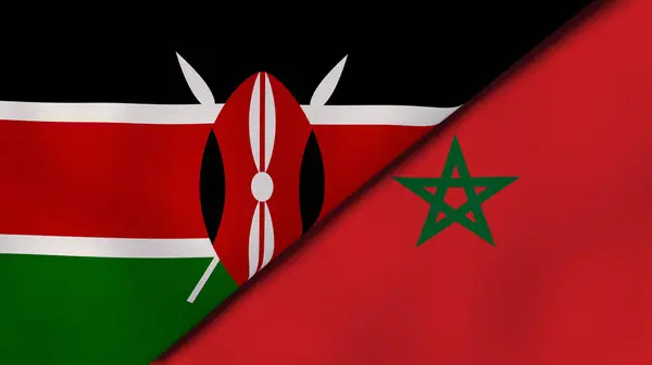 ケニアとモロッコの2つの州旗 高品質のビジネス背景 3Dイラスト — ストック写真
