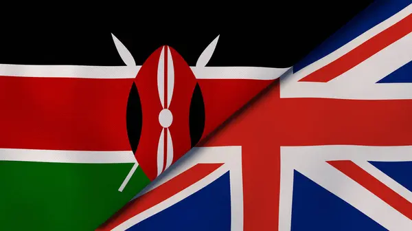 Due Stati Bandiere Del Kenya Del Regno Unito Contesto Aziendale — Foto Stock