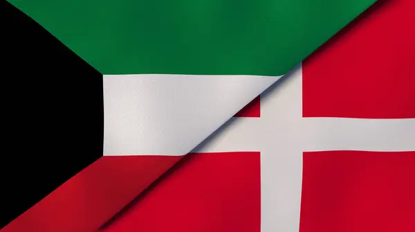 Kuveyt Danimarka Bayrağı Kaliteli Bir Geçmişi Illüstrasyon — Stok fotoğraf