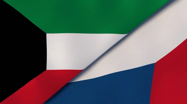 Kuveyt Çek Cumhuriyeti Nin Iki Bayrağı Kaliteli Bir Geçmişi Illüstrasyon — Stok fotoğraf