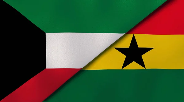 Zwei Staaten Flaggen Von Kuwait Und Ghana Hochwertiger Geschäftlicher Hintergrund — Stockfoto