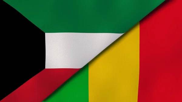Флаги Двух Государств Кувейта Мали Высококачественный Бизнес Фон Иллюстрация — стоковое фото