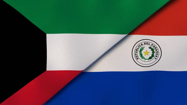 Kuveyt Paraguay Bayrağı Kaliteli Bir Geçmişi Illüstrasyon — Stok fotoğraf