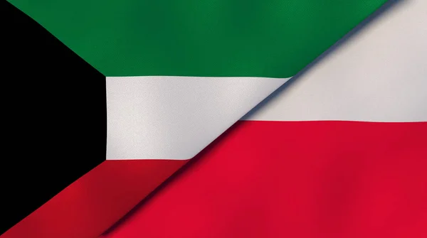 Kuveyt Polonya Bayrağı Kaliteli Bir Geçmişi Illüstrasyon — Stok fotoğraf