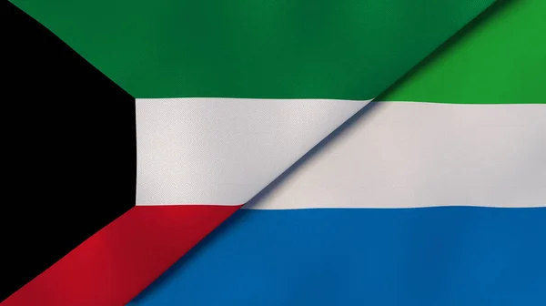 Kuveyt Bayrağı Sierra Leone Kaliteli Bir Geçmişi Illüstrasyon — Stok fotoğraf