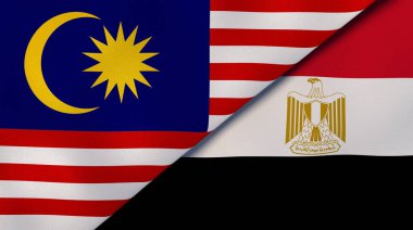 Malezya ve Mısır 'ın iki bayrağı. Kaliteli bir iş geçmişi. 3d illüstrasyon