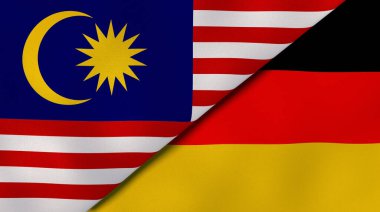 Malezya ve Almanya 'nın iki bayrağı. Kaliteli bir iş geçmişi. 3d illüstrasyon