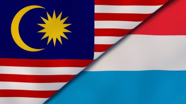 Malezya ve Lüksemburg 'un iki bayrağı. Kaliteli bir iş geçmişi. 3d illüstrasyon