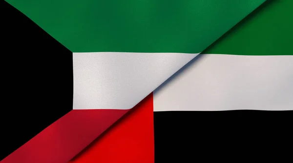 Deux États Drapeaux Koweït Des Émirats Arabes Unis Une Expérience — Photo
