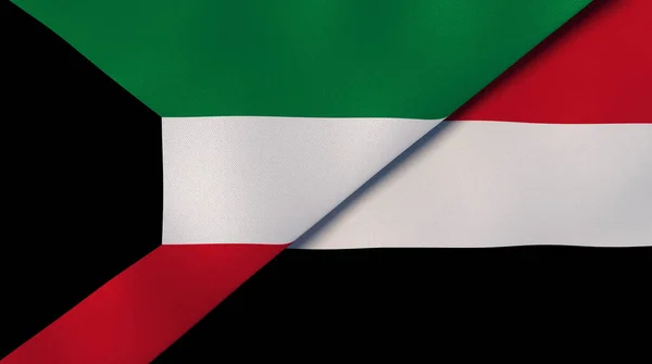 Kuveyt Yemen Bayrağı Kaliteli Bir Geçmişi Illüstrasyon — Stok fotoğraf
