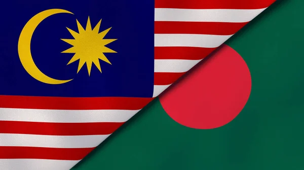 Флаги Двух Штатов Малайзии Бангладеш Высококачественный Бизнес Фон Иллюстрация — стоковое фото