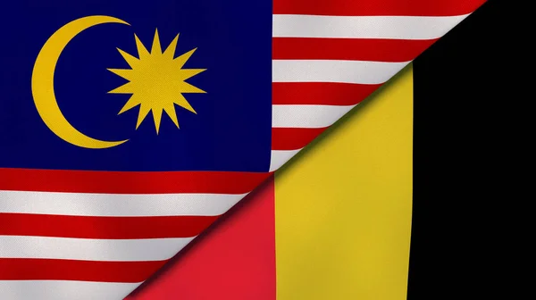 Två Delstater Flaggar Malaysia Och Belgien Hög Kvalitet Affärsbakgrund Illustration — Stockfoto
