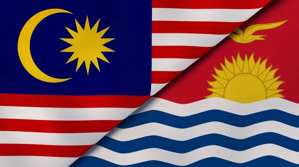 Two States Flags Malaysia Kiribati High Quality Business Background Illustration — Stock Photo, Image