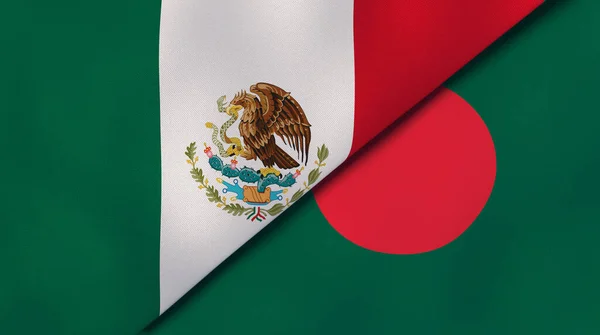 Dwie Flagi Stanowe Meksyku Bangladeszu Wysokiej Jakości Doświadczenie Biznesowe Ilustracja — Zdjęcie stockowe