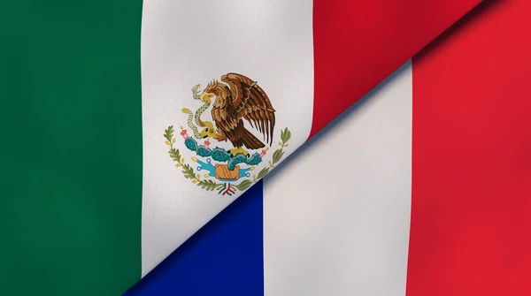 Dos Estados Banderas México Francia Fondo Negocio Alta Calidad Ilustración —  Fotos de Stock