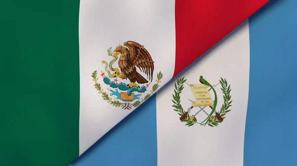 メキシコとグアテマラの2つの州旗 高品質のビジネス背景 3Dイラスト — ストック写真