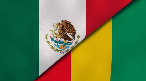 Δύο Πολιτειακές Σημαίες Του Μεξικού Και Της Γουινέας Επαγγελματικό Υπόβαθρο — Φωτογραφία Αρχείου