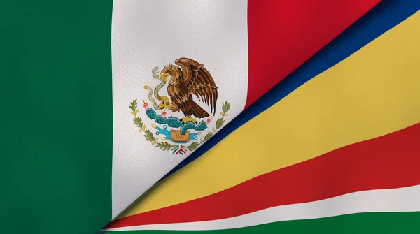 Zwei Bundesstaaten Flaggen Von Mexiko Und Den Seychellen Hochwertiger Geschäftlicher — Stockfoto