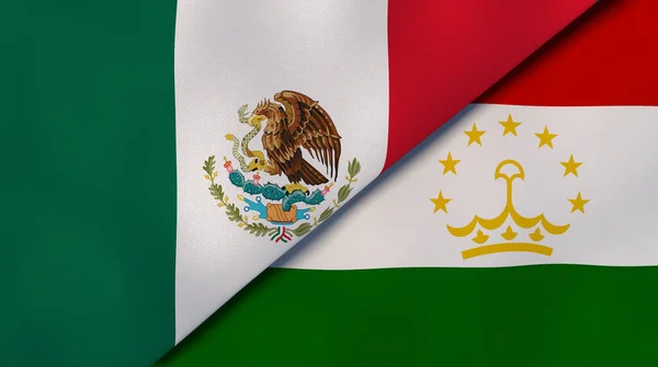 Dois Estados Bandeiras México Tajiquistão Fundo Negócios Alta Qualidade Ilustração — Fotografia de Stock