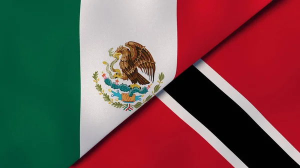 メキシコとトリニダード トバゴの2つの州旗 高品質のビジネス背景 3Dイラスト — ストック写真