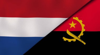 Hollanda ve Angola 'nın iki bayrağı. Kaliteli bir iş geçmişi. 3d illüstrasyon
