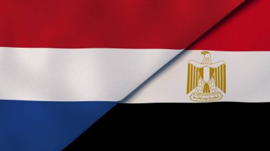 Hollanda ve Mısır 'ın iki bayrağı. Kaliteli bir iş geçmişi. 3d illüstrasyon