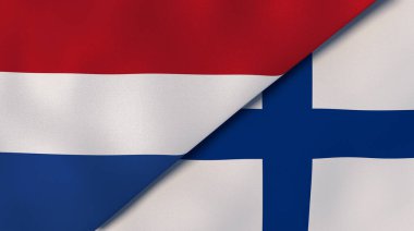 Hollanda ve Finlandiya 'nın iki bayrağı. Kaliteli bir iş geçmişi. 3d illüstrasyon