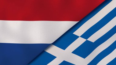 Hollanda ve Yunanistan 'ın iki bayrağı. Kaliteli bir iş geçmişi. 3d illüstrasyon