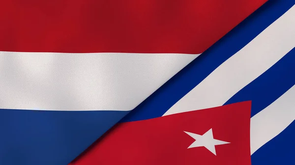 Zwei Staaten Flaggen Der Niederlande Und Kuba Hochwertiger Geschäftlicher Hintergrund — Stockfoto