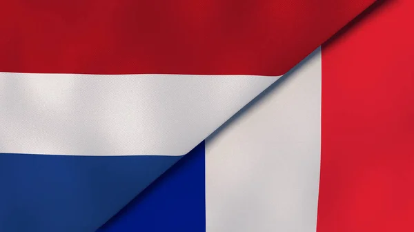 Två Delstater Flaggar Nederländerna Och Frankrike Hög Kvalitet Affärsbakgrund Illustration — Stockfoto