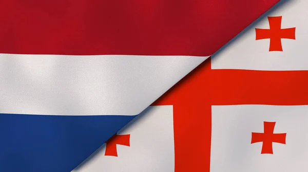 Dois Estados Bandeiras Dos Países Baixos Geórgia Fundo Negócios Alta — Fotografia de Stock
