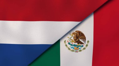 Hollanda ve Meksika 'nın iki bayrağı. Kaliteli bir iş geçmişi. 3d illüstrasyon