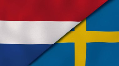 Hollanda ve İsveç 'in iki bayrağı. Kaliteli bir iş geçmişi. 3d illüstrasyon