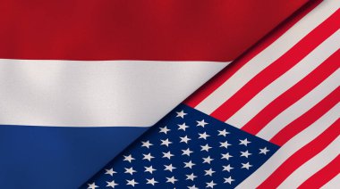 Hollanda ve ABD 'nin iki bayrağı. Kaliteli bir iş geçmişi. 3d illüstrasyon