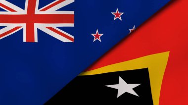 Yeni Zelanda ve Doğu Timor 'un iki bayrağı. Kaliteli bir iş geçmişi. 3d illüstrasyon