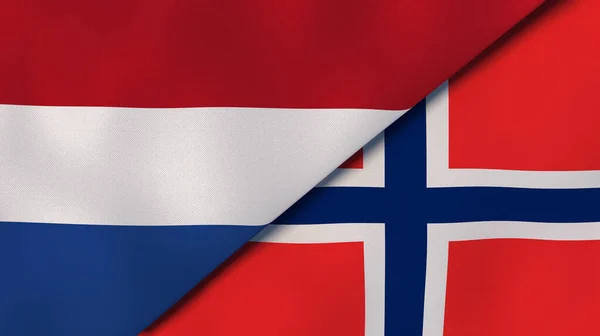 Dos Estados Banderas Holanda Noruega Fondo Negocio Alta Calidad Ilustración —  Fotos de Stock